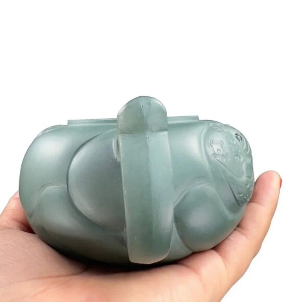 Chinese Yixing‎ Zisha Green Clay Teapot Marked Pottery Dragon Serpent Tongue Out